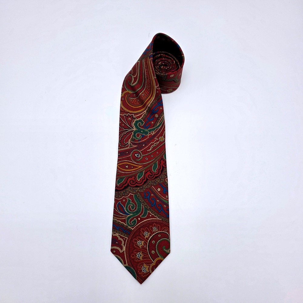 Brooks Brothers 346 Mens Brown Paisley Pure Silk Necktie Made in USA